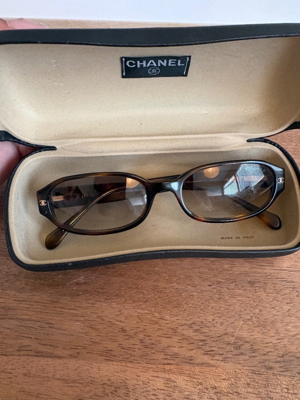 Chanel sunglasses with rhinestones on side, real authentic Chanel.